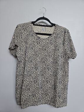 J.Crew Collector Tee | Leopard Print Short Sleeve Cotton Top Size Xl
